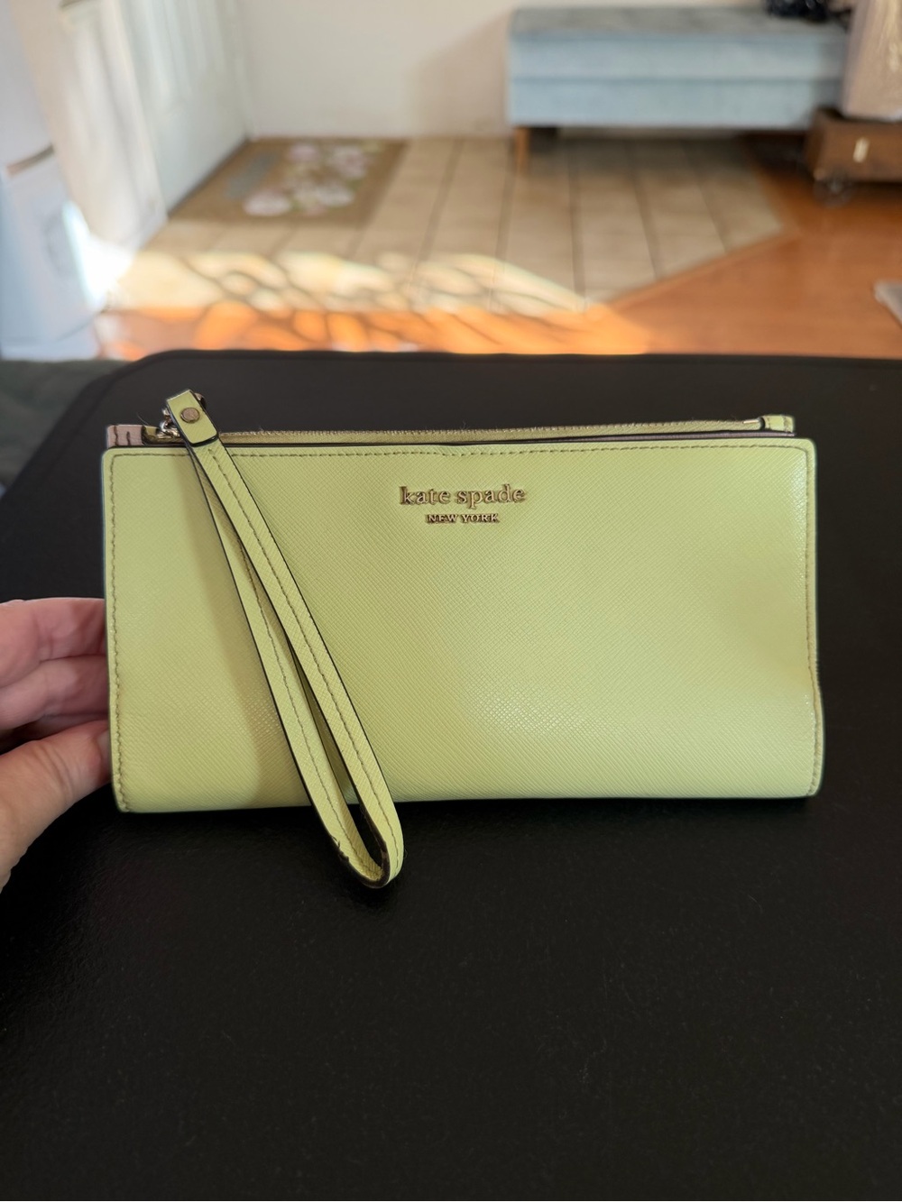 kate spade Yellow Green Saffiano Wristlet Clutch